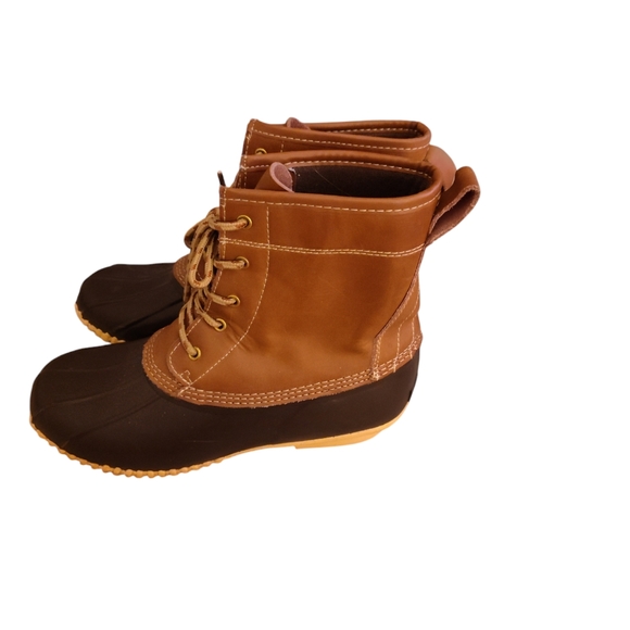 Khombu rain boots winter brown leather and man made size 8 work vacation hiking - Picture 2 of 4